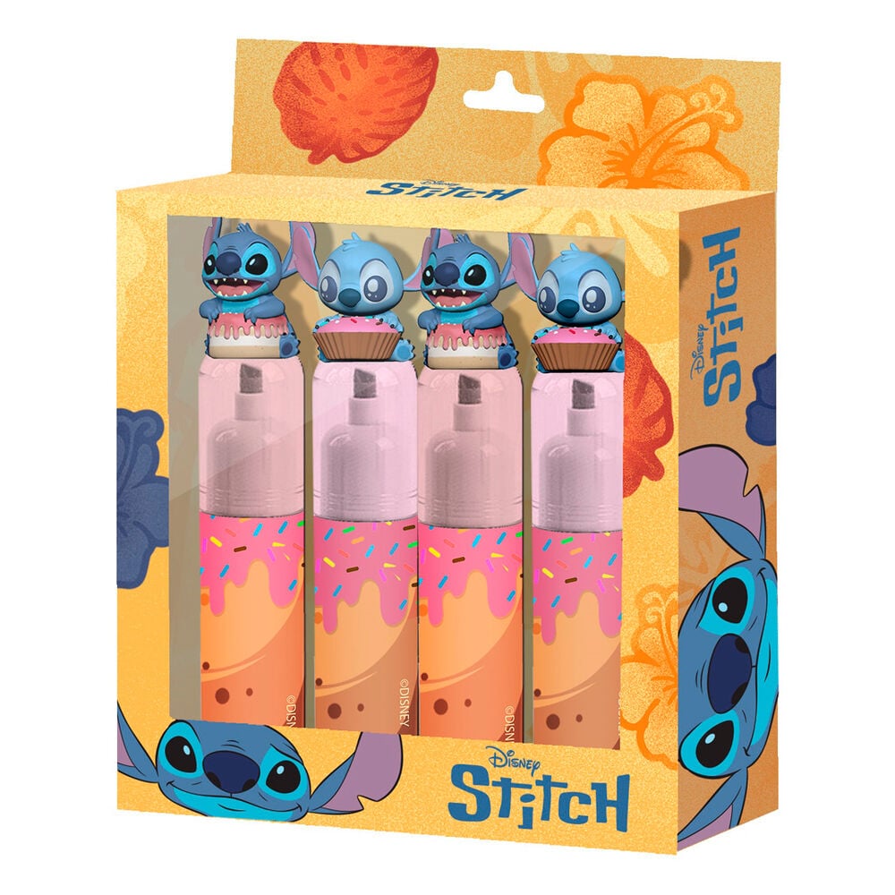 Blister 4 subrayadores Stitch Disney