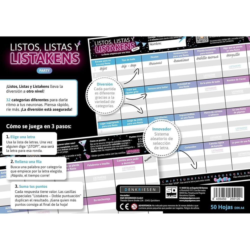 Juego mesa Listos Listas y Listakens Party español — vista adicional del producto