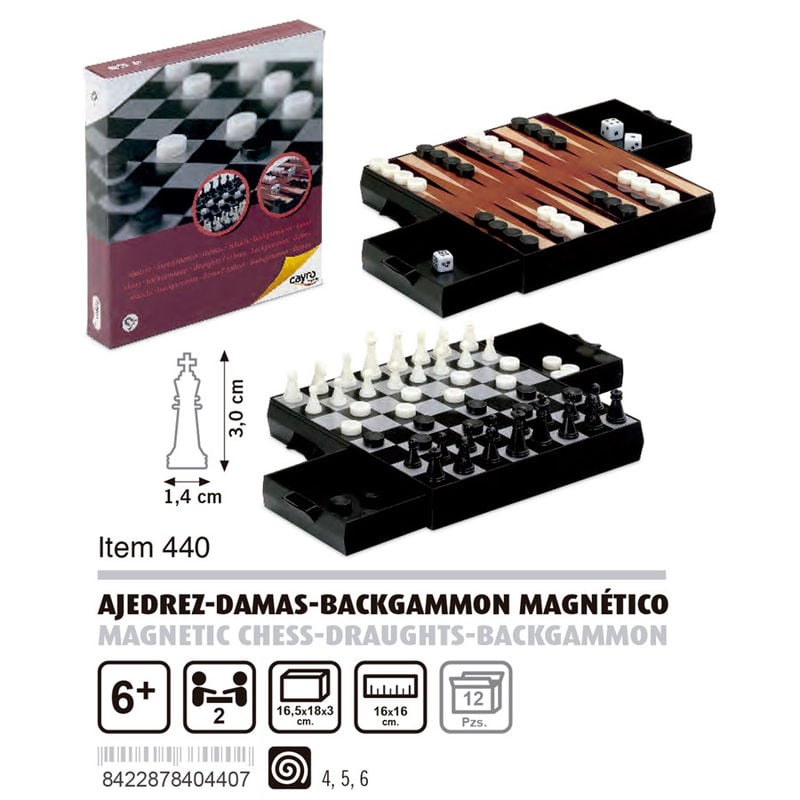 Ajedrez Damas Backgammon Magnetico cuadrado — vista adicional del producto